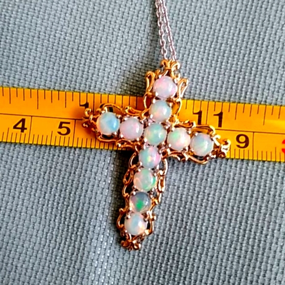 ✳️ ETHIOPIAN WELO OPAL CROSS PENDENT NECKLACE ✳️ - Picture 4 of 6